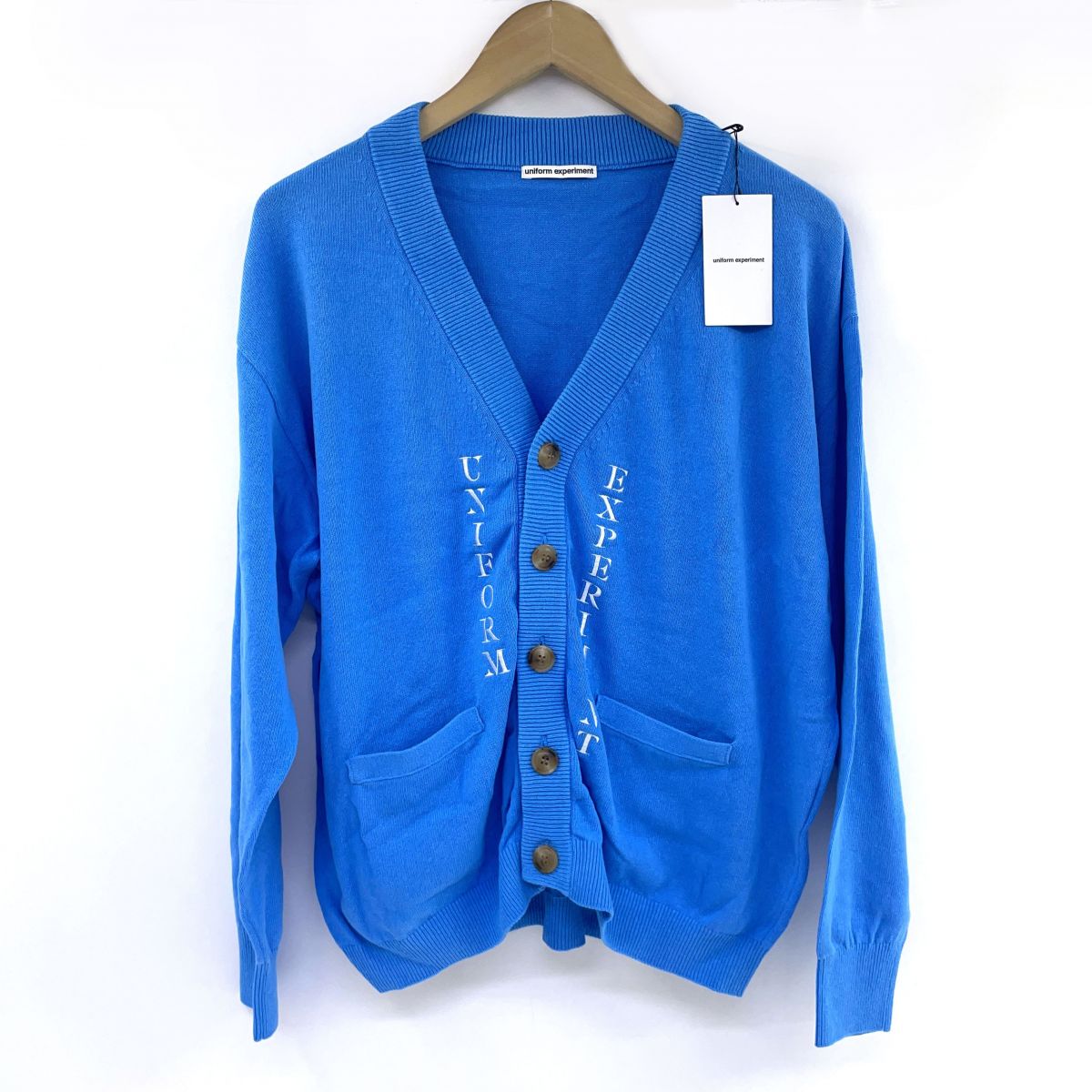 【未使用】uniform experiment ユニフォームエクスペリメント STENCIL LOGO CARDIGAN カーディガン サイズ1 UE-250063 LIGHT BLUE