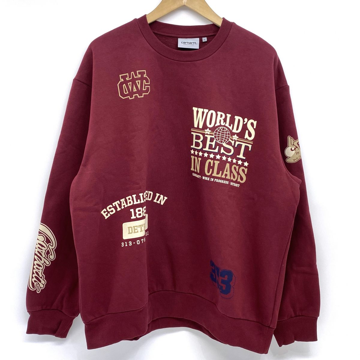 Carhartt 鉄道車両ハート型 MULTI WORLD SWEATSHIRT マルチ 世界 汗水 プルオーバー I031337 XL大きさ ※中古