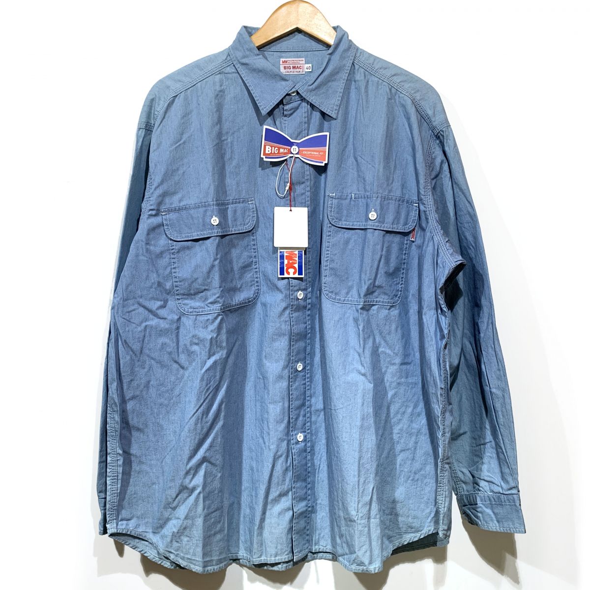 BIG MAC ビッグマック 長袖 シャンブレーシャツ 大きさ40 （L大きさ） BM24SS002 ※難あり 【津山店】