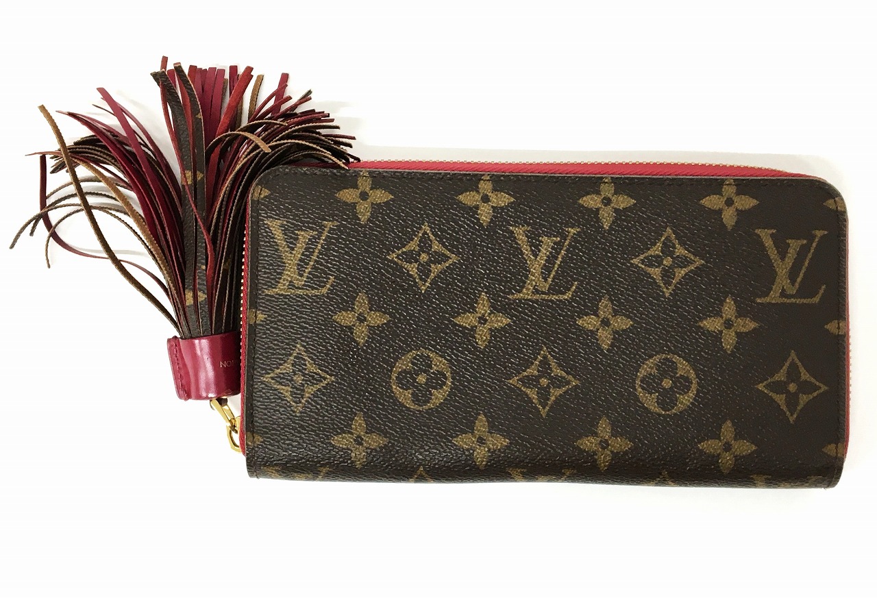 【中古】Louis Vuitton(ルイ・ヴィトン)モノグラム･ジッピーウォレット  M62256 タッセル フューシャ ラウンドジッパー 長紙入れ【長崎時津店】