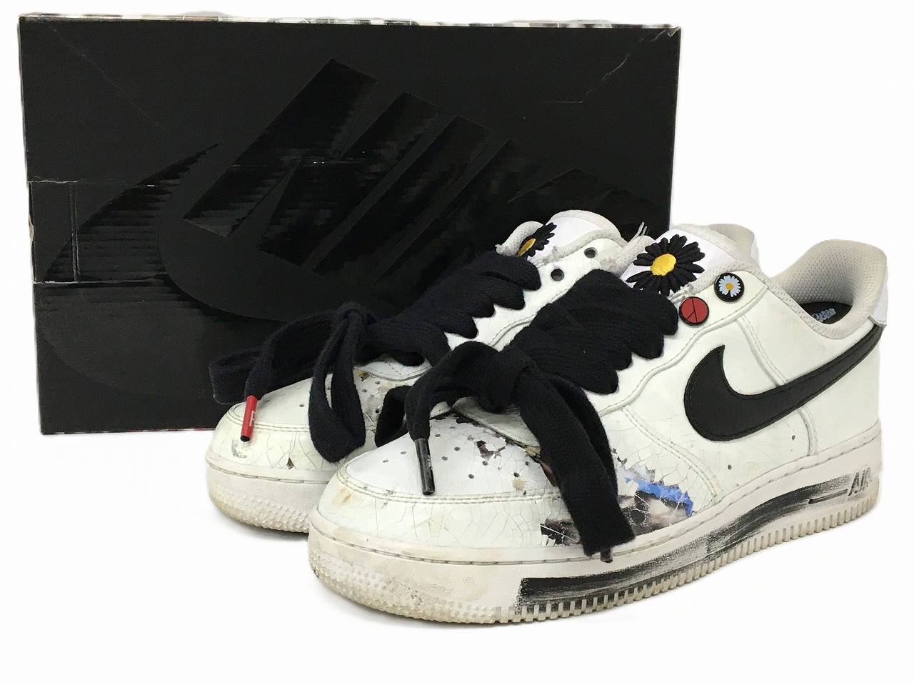 【中古】NIKE×PEACEMINUSONE AIR FORCE 1 \u002707 PARANOISE \"PARA-NOISE/WHITE/BLACK\"" / G-DRAGON DD3223-100 ナイキ × ピースマイナスワン 空軍1 スニーカー 26.5糎【長崎時津店】"