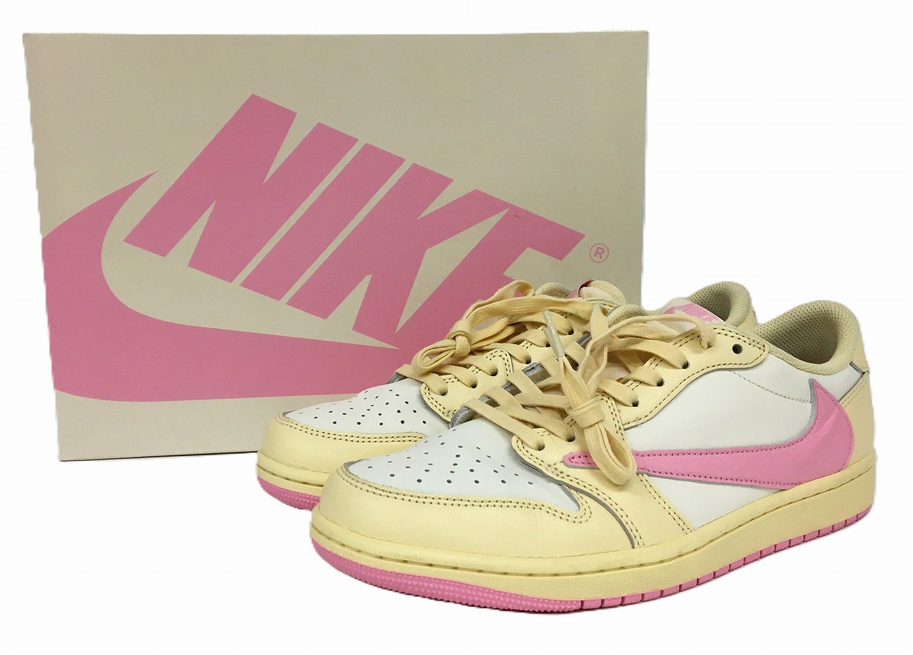 【中古】NIKE &times; TRAVIS SCOTT AIR JORDAN 1 LOW OG SP "MUSLIN/SHY PINK" IQ7604-100 ナイキ &times; トラヴィス・スコット エアジョーダン1 ロー スニーカー 27.5cm【長崎時津店】｜FIVE MALL