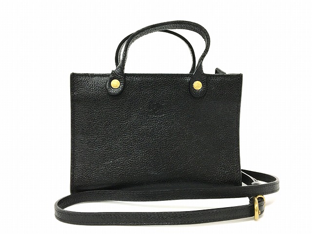 【中古】IL BISONTE(イルビゾンテ)\u003cBr\u003eショルダーバッグ 5422200312 2022年 クロスボディバッグ 2WAY ショルダーバッグ なめし革 牛皮 黒いこと【長崎時津店】