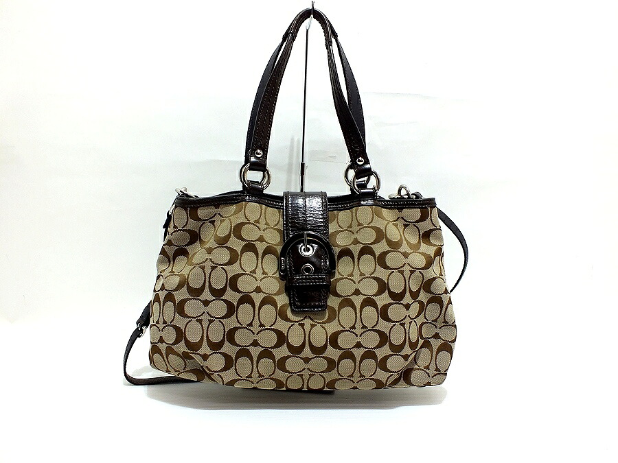 【中古品】COACH オプティックシグネチャー 2WAY御徒面子 Ｆ17402 コーチ職 レディース御徒面子【鹿屋店】 メンズバッグ-バッグ・小物・ブランド雑貨-ショルダーバッグ・メッセンジャーバッグ