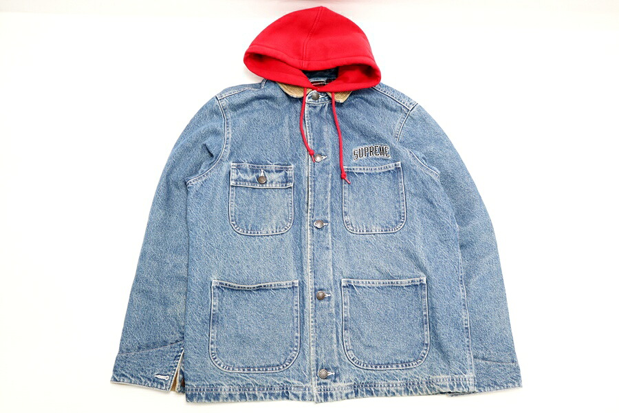 【中古】Supreme 17AW Hooded Chore Coat  M大きさ \"シュプリーム フーデッド チョアコート\"" メンズ ジーンズ 覆いかぶせるオール厚地の外套 【日南店】"
