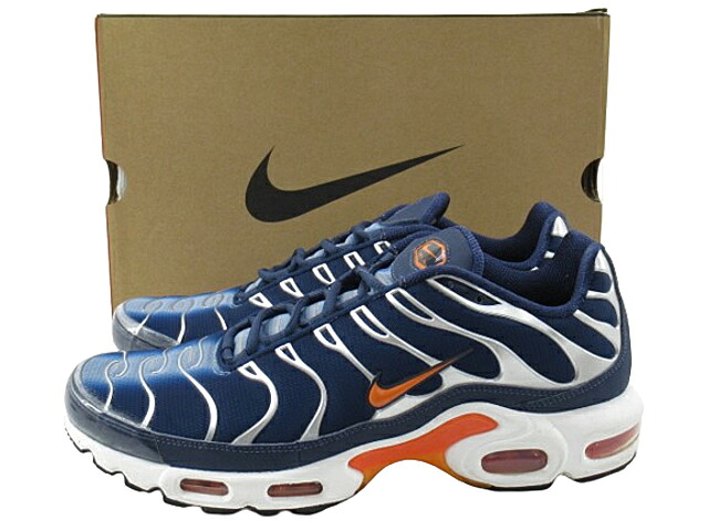 【中古】NIKE “ナイキ” AIR MAX PLUS \"MIDNIGHT NAVY/SAFETY ORANGE\"" エア湖マックス つけ加える ミッドナイトネイビー/セーフティオレンジ色 IQ0286-410 スニーカー 30.0糎【鹿児島店】"