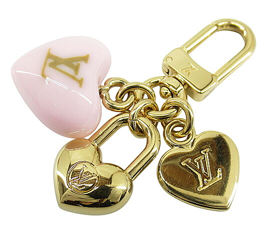 【中古】LOUIS VUITTON “ルイヴィトン” マイクロ チャーム・LV ハート キーホルダー アクセサリー M01554 ゴールド×ピンク【鹿児島店】|FIVE MALL