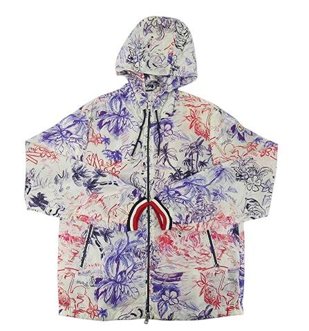 【中古】MONCLER “モンクレール” 19SS FRASER GIUBBOTTO フレイザー ナイロンパーカー ジップアップ フーディ E10914107705 539HA ホワイト系マルチ サイズ3【鹿児島店】