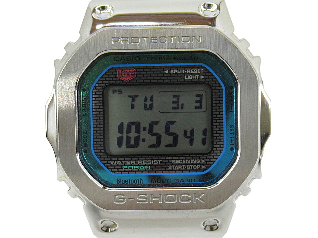 【中古】G-SHOCK “ジーショック” FULL METAL 5000 SERIES 盛りだくさん金属元素 電磁波ソーラー 移動性繋がり Bluetooth ディジタルウォッチ ウオッチ MADE IN JAPAN GMW-B5000パソコン-1JF しろがね色【鹿児島店】 腕時計-メンズ腕時計