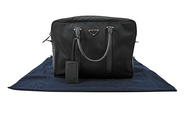 【中古】PRADA “プラダ” Re-Nylon×サフィアーノレザー 2WAY肩先 ブリーフ容れもの 商行為御徒面子 ハンドバック はりつけ台上半身 曲がった掛け 膝掛け 再利用ナイロン テスート 三角形ロゴタイプ 2VE661 黒いこと【鹿児島店】