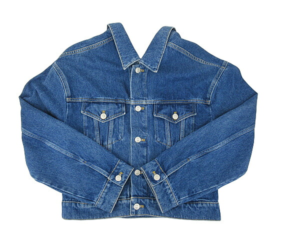 【中古】BALENCIAGA “バレンシアガ” 16AW SWING DENIM JACKET 律動的な調子 ジーンズ上衣 抜き襟 トラッカー 458106 TSB06 大きさ38 インディゴ【鹿児島店】