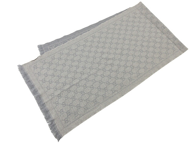 【中古】GUCCI “グッチ” GGパターン ウィンタースカーフ マフラー ストール 133483 3G200 1763 シルバーウール【鹿児島店】