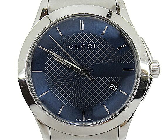 【中古】GUCCI “グッチ” Gタイムレス 126.4 クォーツウォッチ 腕時計 YA126481 シルバー ブルー【鹿児島店】