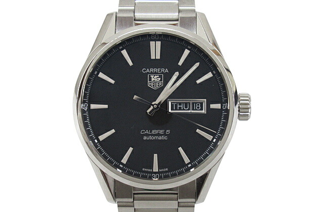 【中古】TAGHEUER “タグ・ホイヤー” CARRERA CALIBRE 5 カレラ キャリバー5 オートマウォッチ 自動小銃一巻き ウォッチ WAR210A.BA0723 しろがね色 黒いこと【鹿児島店】