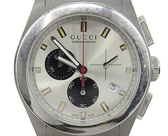 【中古】GUCCI &ldquo;グッチ&rdquo; PANTHEON パンテオン クロノグラフ クォーツウォッチ 腕時計 115.2 YA115236 シルバー【鹿児島店】｜FIVE MALL