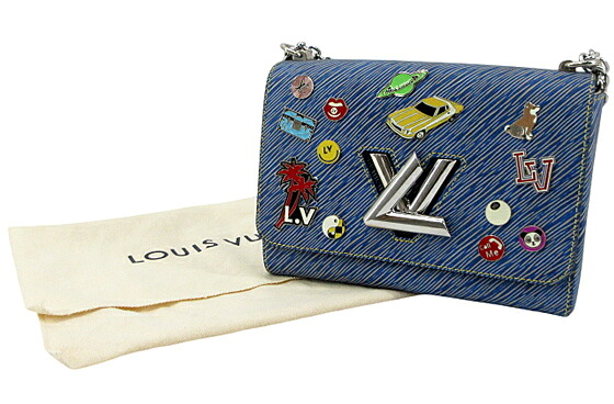 【中古】LOUIS VUITTON “ルイヴィトン” エピ・デニム 捻じれMM チェーン店ショルダーバッグ 差し交わす上半身 曲がった掛け 肩かけ LV曲がること鍵を掛ける しろがね色金具 M54865 青み【鹿児島店】