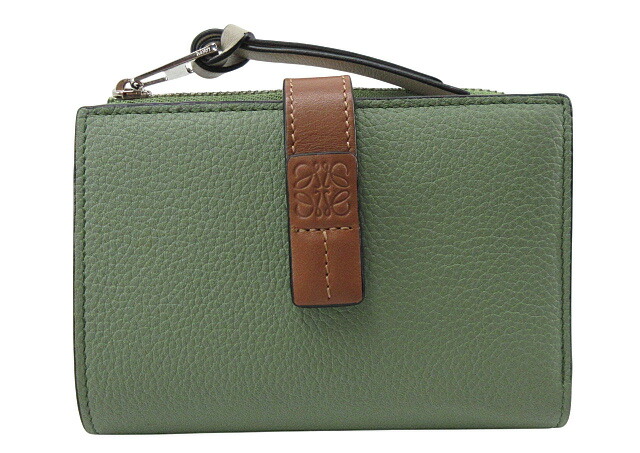 ロエベ　折り財布　アナグラムコンパクトジップウォレット　カーキグリーン LOEWE - ロエベ LOEWE 財布 二つ折り コンパクト ジップ