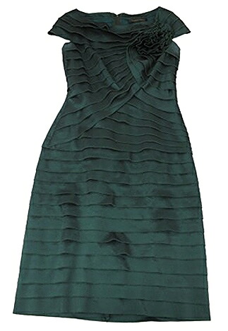 【中古】TADASHI SHOJI “タダシ ショージ” ティアード コサージュ ミディアムドレス ワンピース CY70358M サイズ4 (S/11号相当)【鹿児島店】|FIVE MALL