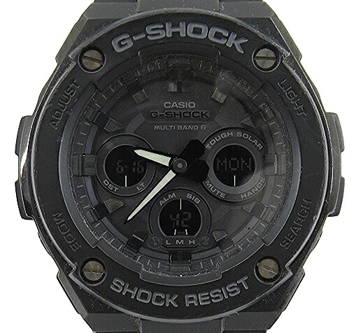 【中古】G-SHOCK “ジーショック” G-STEEL Mid Size Series Gスチール ミドルサイズ 電波ソーラー アナデジウォッチ 腕時計 GST-W300G-1A1JF ブラック【鹿児島店】