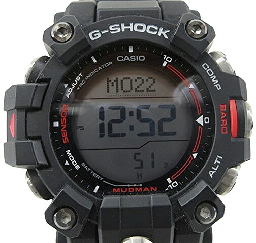 【中古】G-SHOCK “ジーショック” MASTER OF G-LAND MUDMAN マッドマン トリプルセンサー 高度・方位・気圧/温度計測 防塵・防泥構造 電波ソーラー デジタルウォッチ 腕時計 GW-9500-1JF ブラック【鹿児島店】