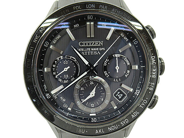 【中古】CITIZEN “シチズン” ATTESA ACT Line/黒いことチタン続きもの アテッサ アクトライン エコ・運転 サテライトウェーブ GPS人工衛星電磁波 百貨店チタニウム ダブルダイレクトフライト クロノグラフ ウオッチ MADE IN JAPAN CC4055-65E F950-0029S01【鹿児島店】