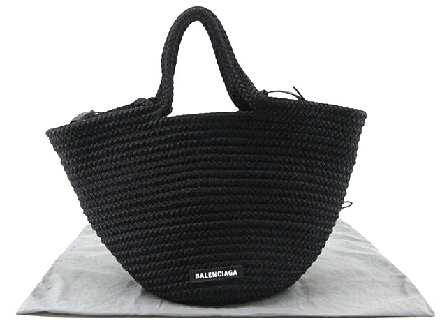 【新品】BALENCIAGA “バレンシアガ” IBIZA ミディアムバスケット ハンドバッグ ショルダーバッグ 2WAY 695611210971090 ブラック【鹿児島店】