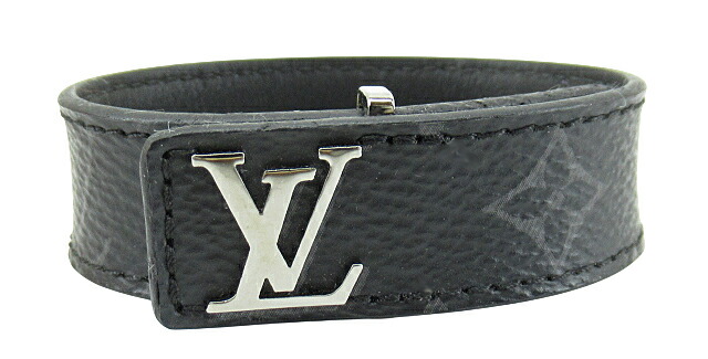【中古】LOUIS VUITTON “ルイヴィトン” ブレスレット･LV スリム モノグラム･エクリプス アクセサリー サイズ19 M6456E ブラック系【鹿児島店】