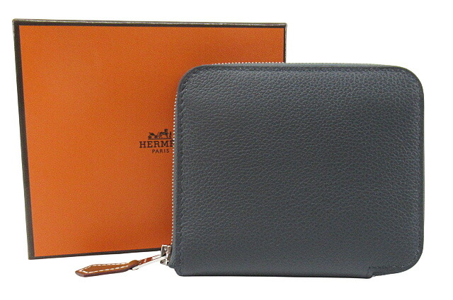 【新品】HERMES “エルメス” シルクイン コンパクト エヴァーカラー カーフスキン カードケース コインケース ラウンドファスナー ショートウォレット 財布 シルバー金具 B刻印 H085878 グリミスティ【鹿児島店】