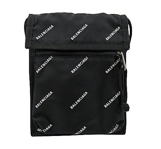 【中古】BALENCIAGA “バレンシアガ” EXPLORER POUCH STRAP エクスプローラー ポーチ ストラップ スモール ナイロン オールオーバーロゴ ショルダーバッグ ポシェット クロスボディ 斜め掛け 肩掛け 532298 9EL75 1060 ブラック ホワイト【鹿児島店】