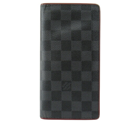 【中古】LOUIS VUITTON “ルイヴィトン” ダミエ・グラフィット ポルトフォイユ・ブラザ 旧型 ロングウォレット 長紙入れ バイ色合い N63254 黒いこと×ボルドーワイン系【鹿児島店】