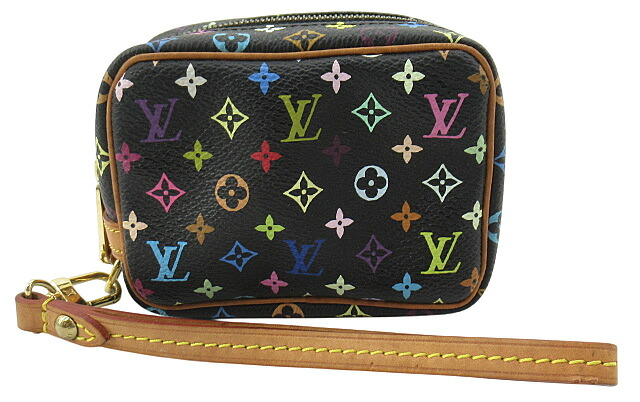 【中古】LOUIS VUITTON “ルイヴィトン” モノグラム・マルチ色つや トゥルース・ワピティ 合切袋 ポシェット コスメ メイク かざり付ける 付属品 M58034 ノワール 【鹿児島店】