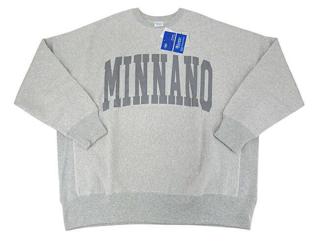 【未使用】Champion×BEAMS by MIN-NANO “チャンピオン×ビームスバイミンナノ” ロゴ クルーネック スウェット REVERSE WEAVE リバースウィーブ タグ付き 11-13-1246-411 C8-A034 サイズXXL シルバーグレー【鹿児島店】