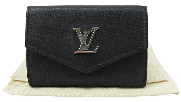 【中古】LOUIS VUITTON “ルイヴィトン” ポルトフォイユ・ロックミニ ショートウォレット コンパクトウォレット 三つ折り財布 カーフレザー M63921 ノワール【鹿児島店】