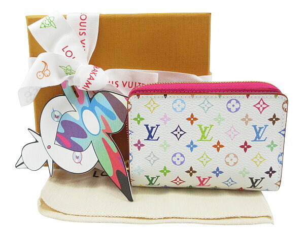 【新品】LOUIS VUITTON “ルイヴィトン” LV × TM ポルトフォイユ・ルー 村上隆 共同研究 日本押さえる ショートウォレット 二つ折り金入れ M14093 白いこと×マルチ色つや【鹿児島店】