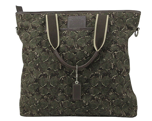 【中古】COACH “コーチ” シグネチャー カモフラ 2WAY トートバッグ ショルダーバッグ 斜め掛け キャンバス レザー F70583 グリーン系【鹿児島店】