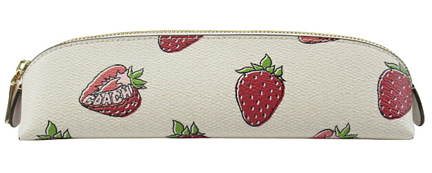 【中古】COACH “コーチ” ペンシルケース・ストロベリー プリント ペンケース イチゴ 苺 CAP08 チョーク/マルチ【鹿児島店】