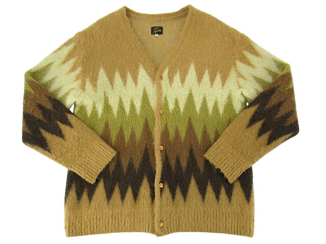 【中古】Needles “ニードルズ” 22AW Mohair Cardigan Zigzag モヘヤジレー 蜒蜒たる 編み物 モヘア LQ274 大きさL トープ【鹿児島店】