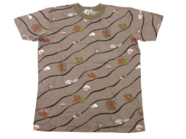 【中古】HERMES “エルメス” 貝 珊瑚 総柄 半袖 Tシャツ サイズM グレー系【鹿児島店】
