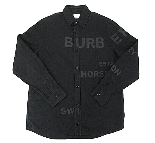 【中古】BURBERRY LONDON ENGLAND “バーバリーロンドンイングランド” 20SS ホースフェリープリント コットン オックスフォード オーバーサイズシャツ 8029347 サイズS ブラック【鹿児島店】|FIVE MALL