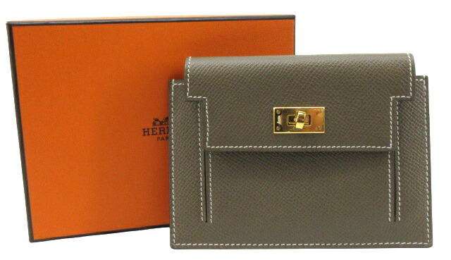 【中古】HERMES “エルメス” ケリー・ポケット コンパクト ショートウォレット コインケース 小銭入れ 財布 Y刻印 ゴールド金具 エトゥープ【鹿児島店】|FIVE MALL