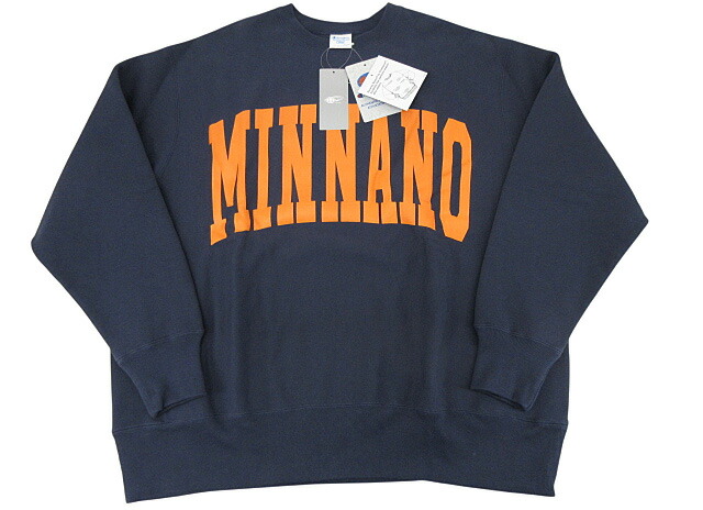 MIN-NANO×Champion ミンナノ×チャンピオン BEAMS別注 カレッジロゴプリントクルーネックスウェットトレーナー  ブラック S IT3N4WZ9XCHS BEAMS（ビームス）【別注】Champion × MIN-NANO / スナップ