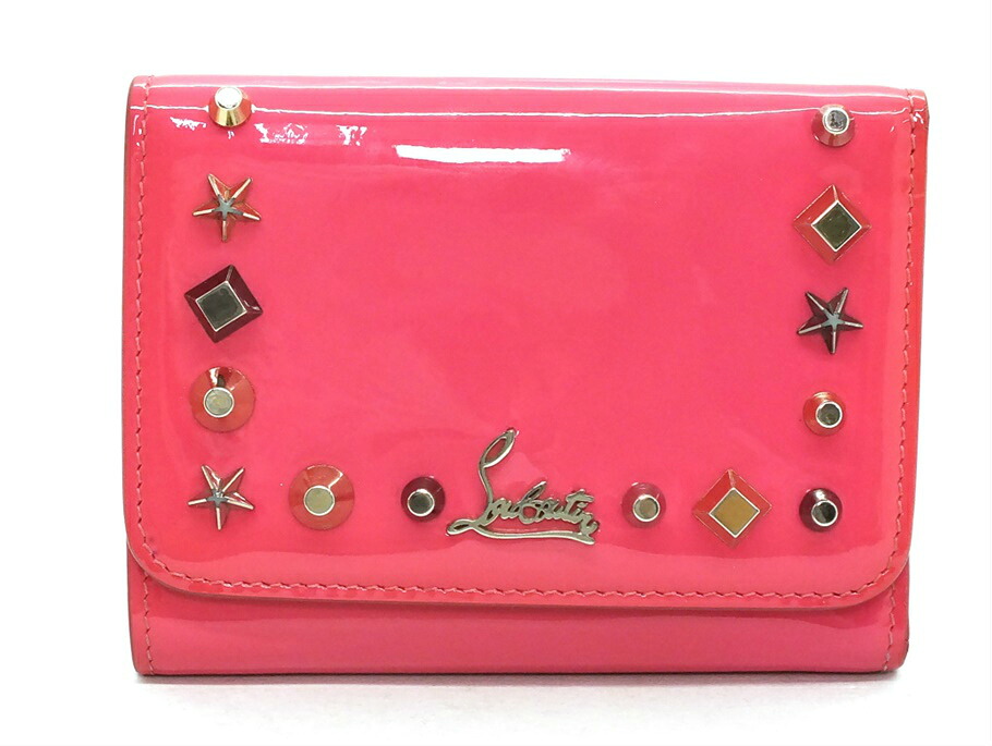 【中古】Christian Louboutin 三つ折紙入れ マカロンミニ 3175075 \"クリスチャン ルブタン レディース コンパクトウォレット 専売特許 サクラ色\""【都城店】"