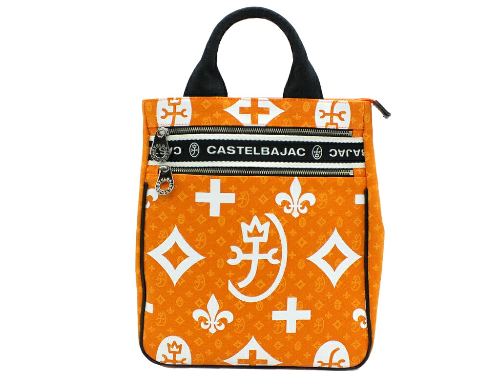 【中古】CASTELBAJAC トートバッグ 38711 \"カステルバジャック オレンジ 総柄\"【都城店】