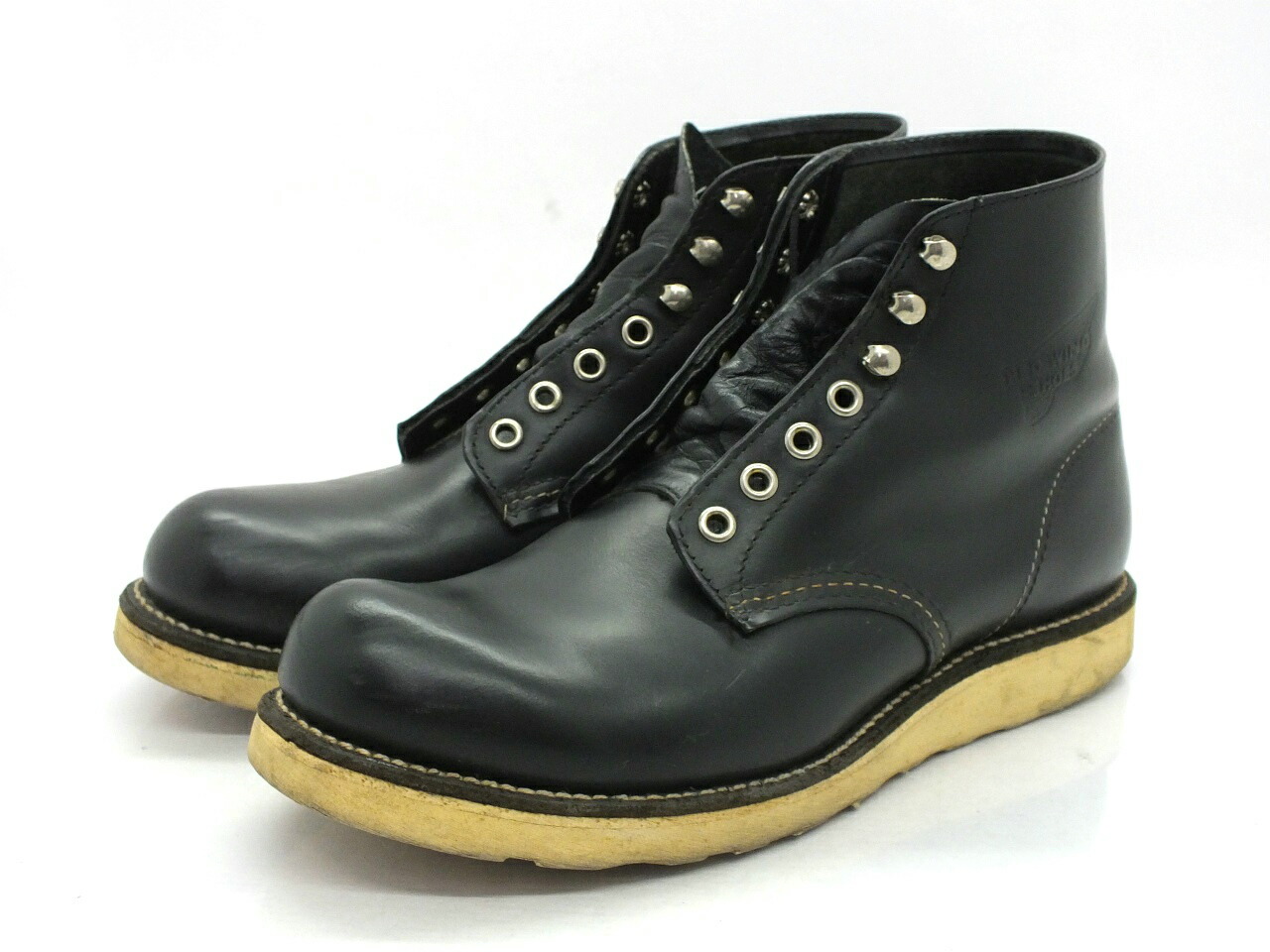 RED WING SHOES 8165 ブラック ワークブーツ US8.5 Red Wing 8165 Black Round Toe Goodyear Welt Leather Boots
