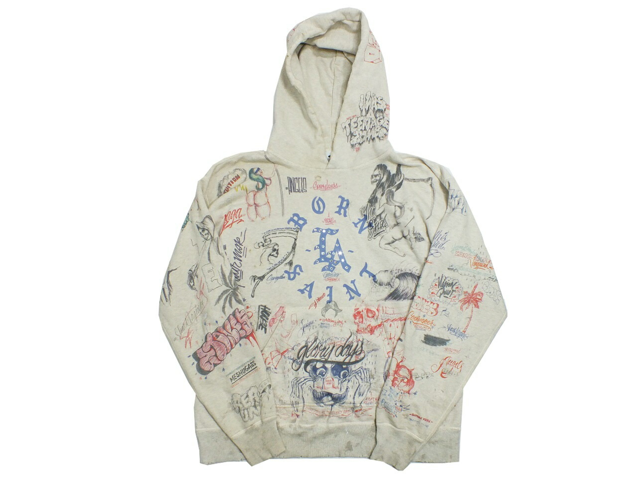 セントマイケル 21SS エンジェルヴィンテージ加工プルオーバーパーカー セントマイケル パーカー ダメージ加工 エンジェル フーディー - メルカリ