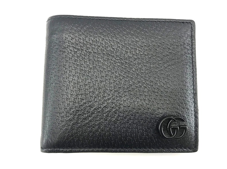 【中古】 GUCCI グッチ ダブルGロゴ GGマーモント レザーコインウォレット ワントーン BLACK 二つ折り財布 428725 1T56F 1000 【一宮店】
