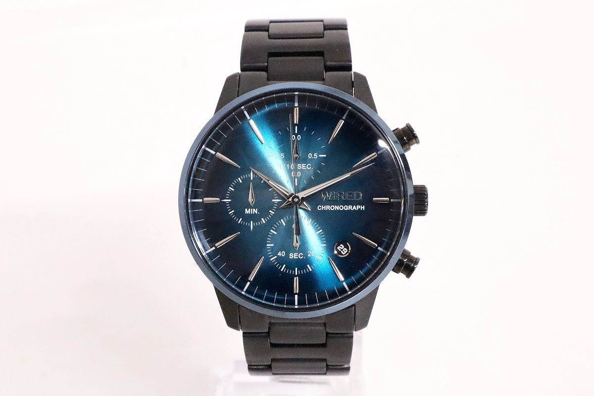 セイコー SEIKO WIRED ワイアード VR33-0AB0【美品】 WIRED クロノグラフ VR33-0AB0 ブラック ワイヤード SEIKO