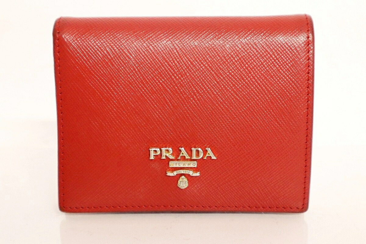 【中古】PRADA サフィアーノ 二つ折り財布 1MV204 \