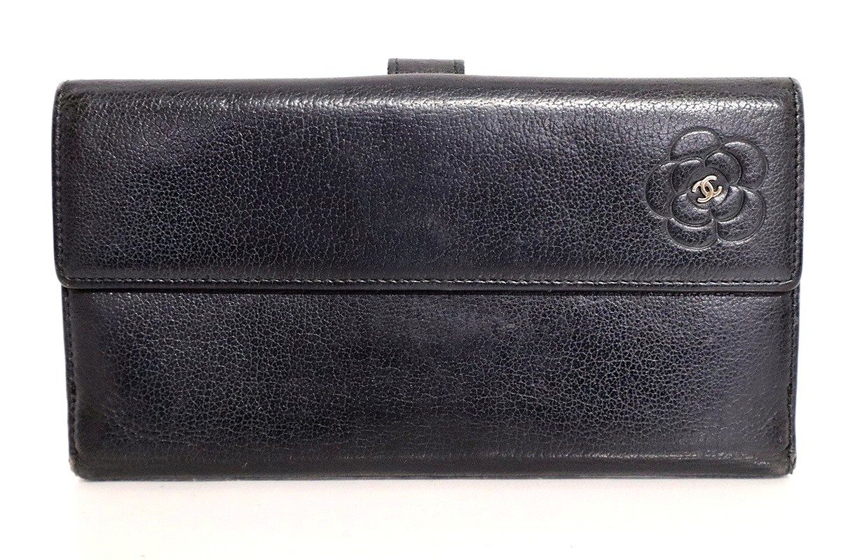 【中古】CHANEL カメリア Wホック 二つ折り長財布 A46509 \