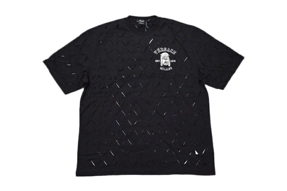 VERSACE メデューサ刺繍 黒 Tシャツ XS Versace Medusa on Chain Printed Crewneck T-Shirt | Saks Fifth Avenue